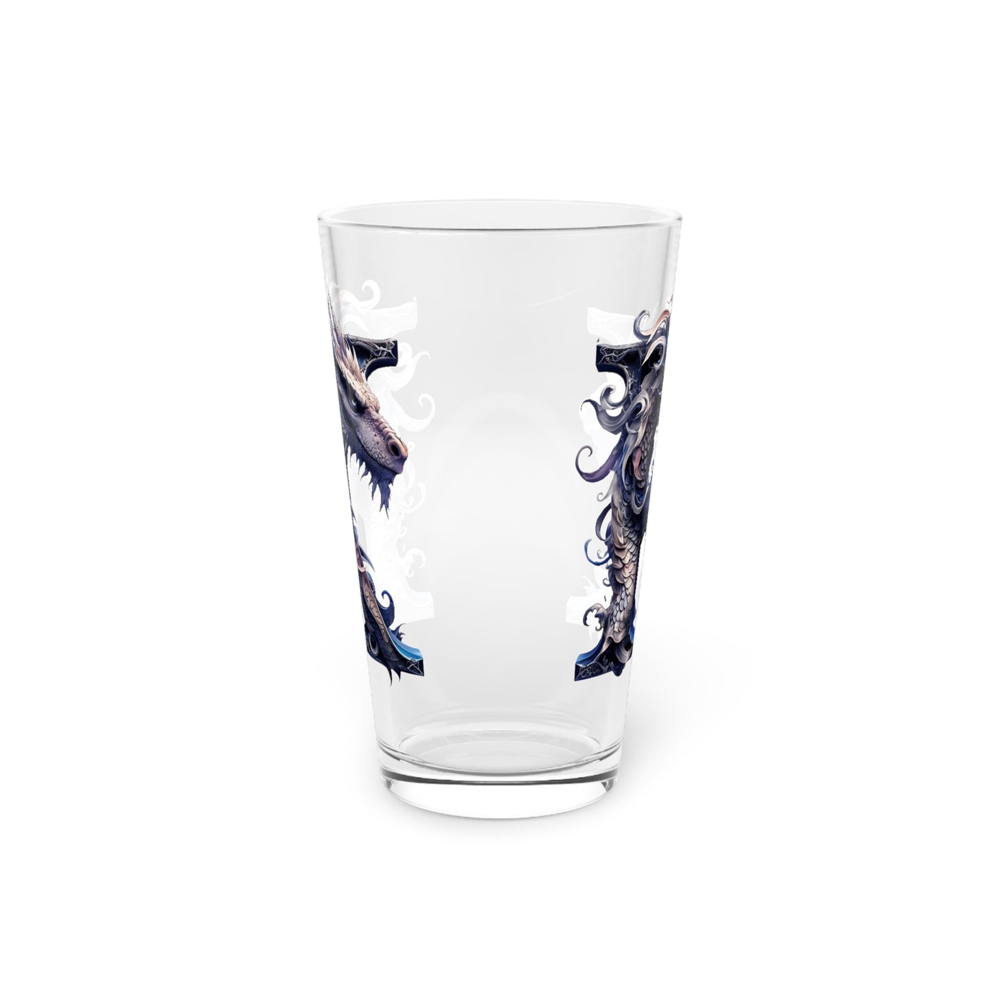 Pint Glass Dragon Monogram K