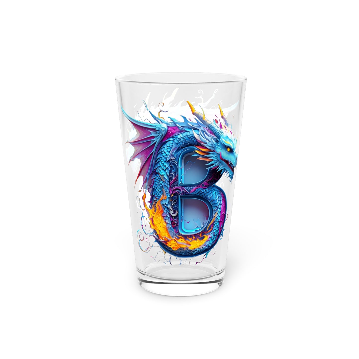Pint Glass Dragon Monogram-B