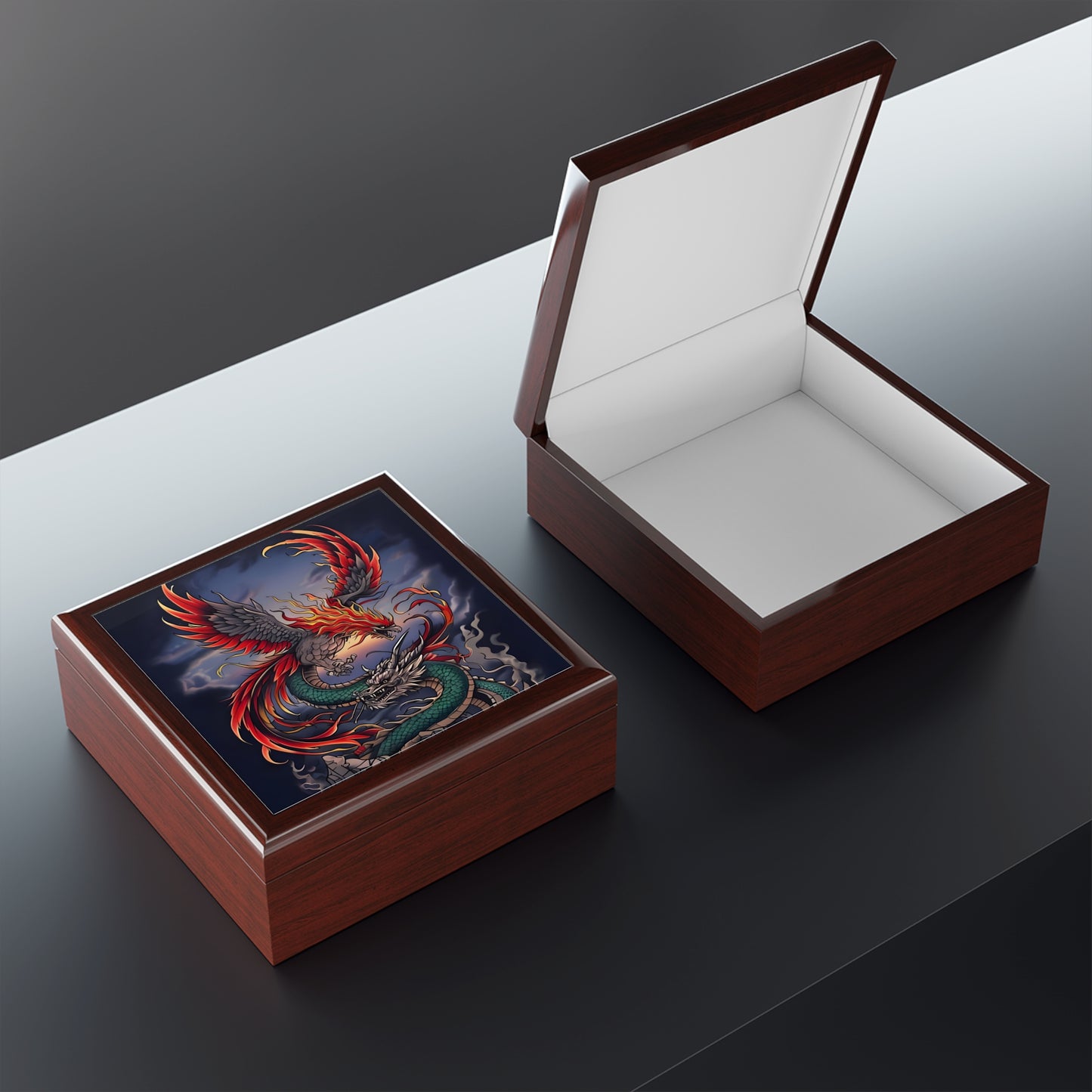 Dragon & Phoenix Decorative Jewelry Box – Perfect Gift for Collectors