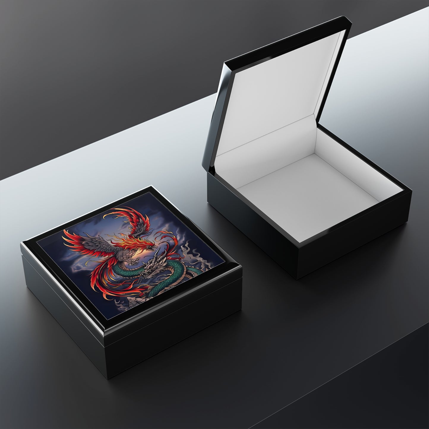 Dragon & Phoenix Decorative Jewelry Box – Perfect Gift for Collectors