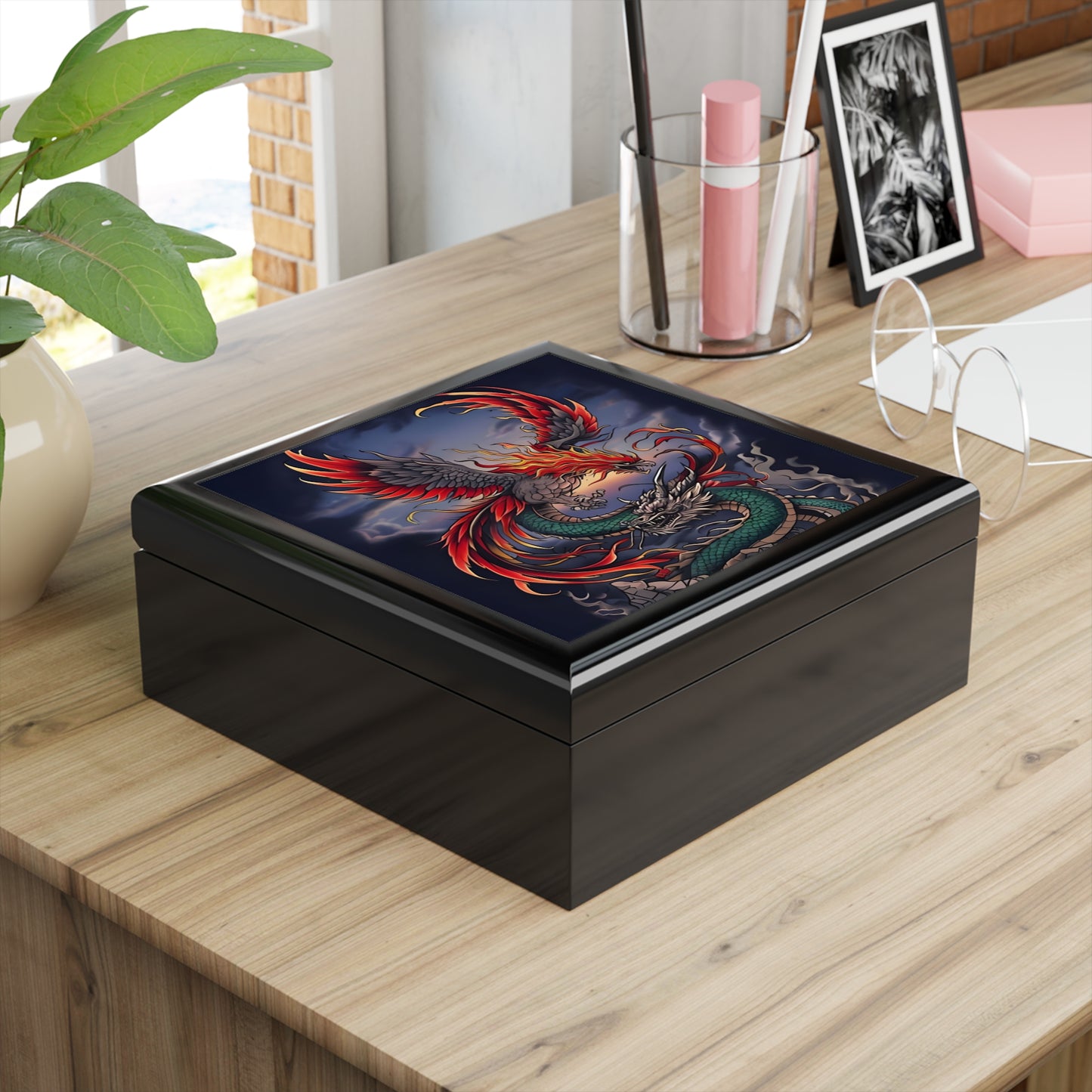 Dragon & Phoenix Decorative Jewelry Box – Perfect Gift for Collectors