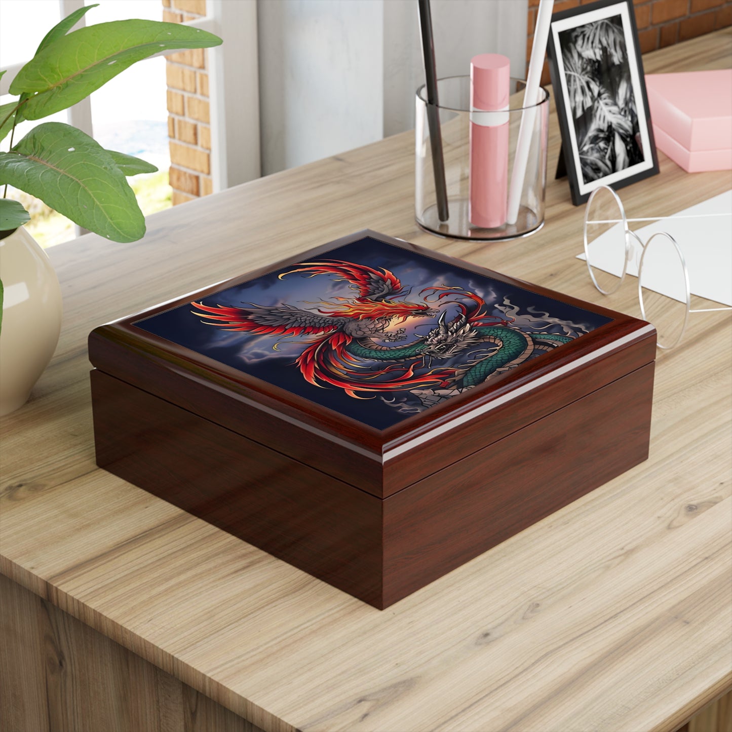 Dragon & Phoenix Decorative Jewelry Box – Perfect Gift for Collectors