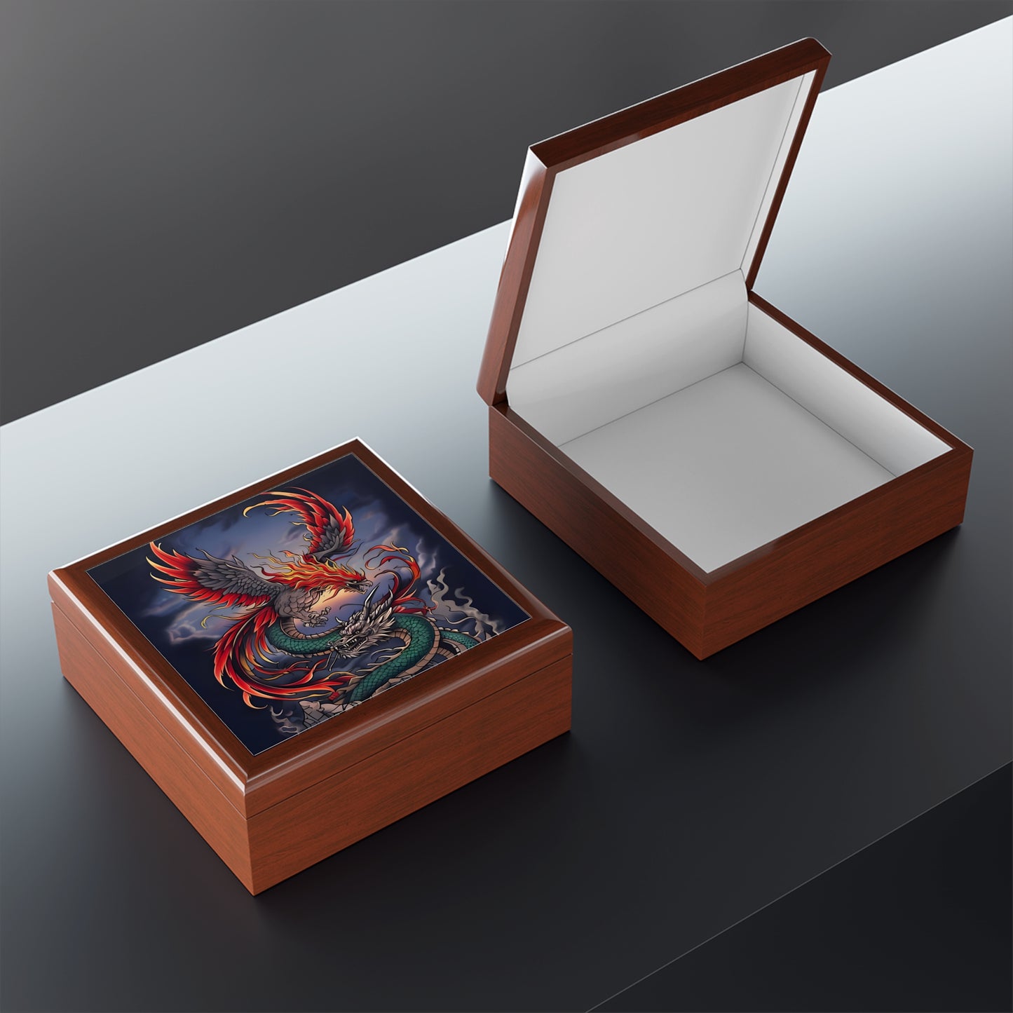 Dragon & Phoenix Decorative Jewelry Box – Perfect Gift for Collectors