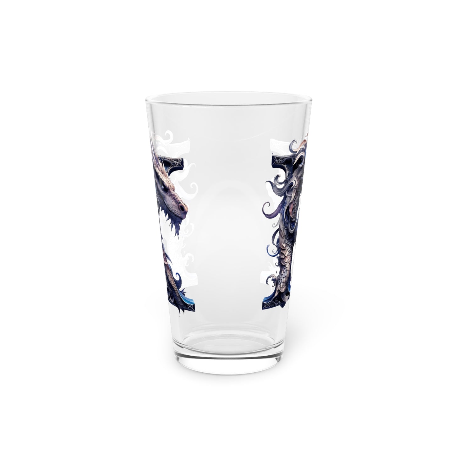 Pint Glass Dragon Monogram K
