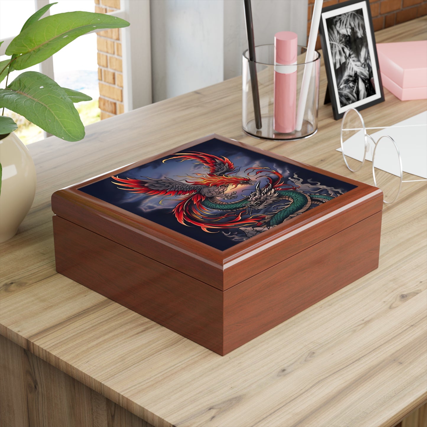 Dragon & Phoenix Decorative Jewelry Box – Perfect Gift for Collectors
